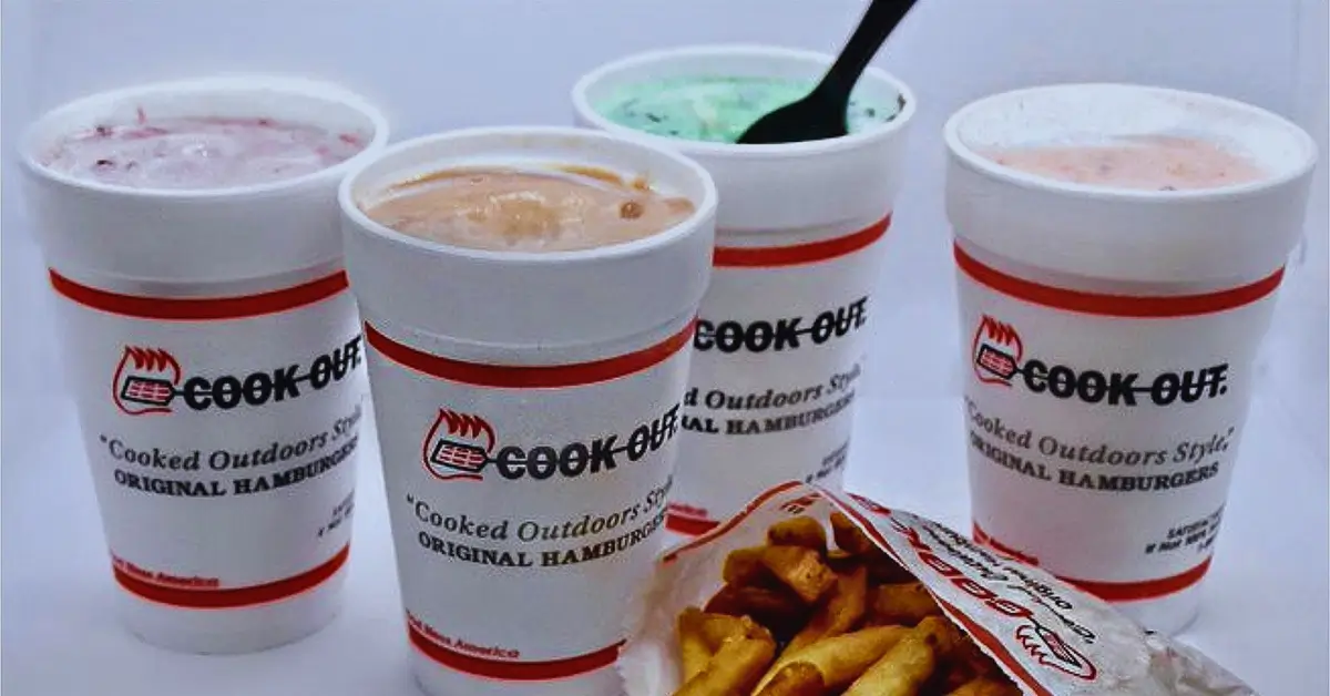 Cookout Milkshake Menu USA