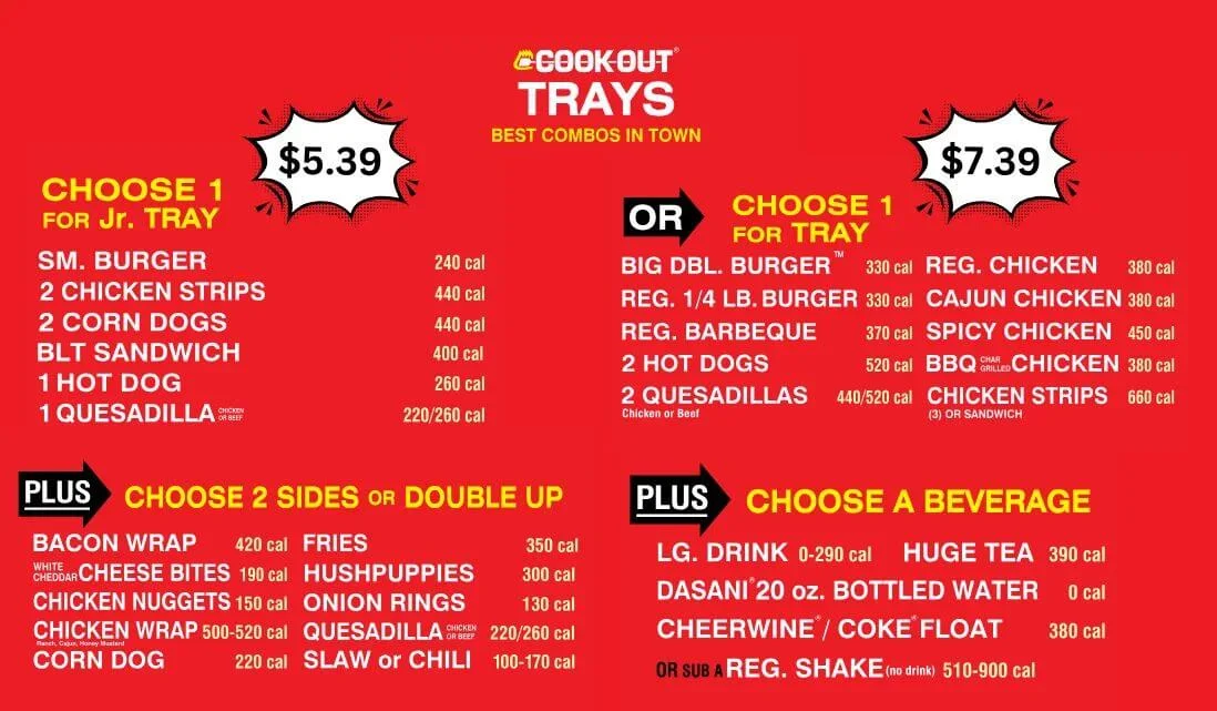 Cookout Menu Price USA
